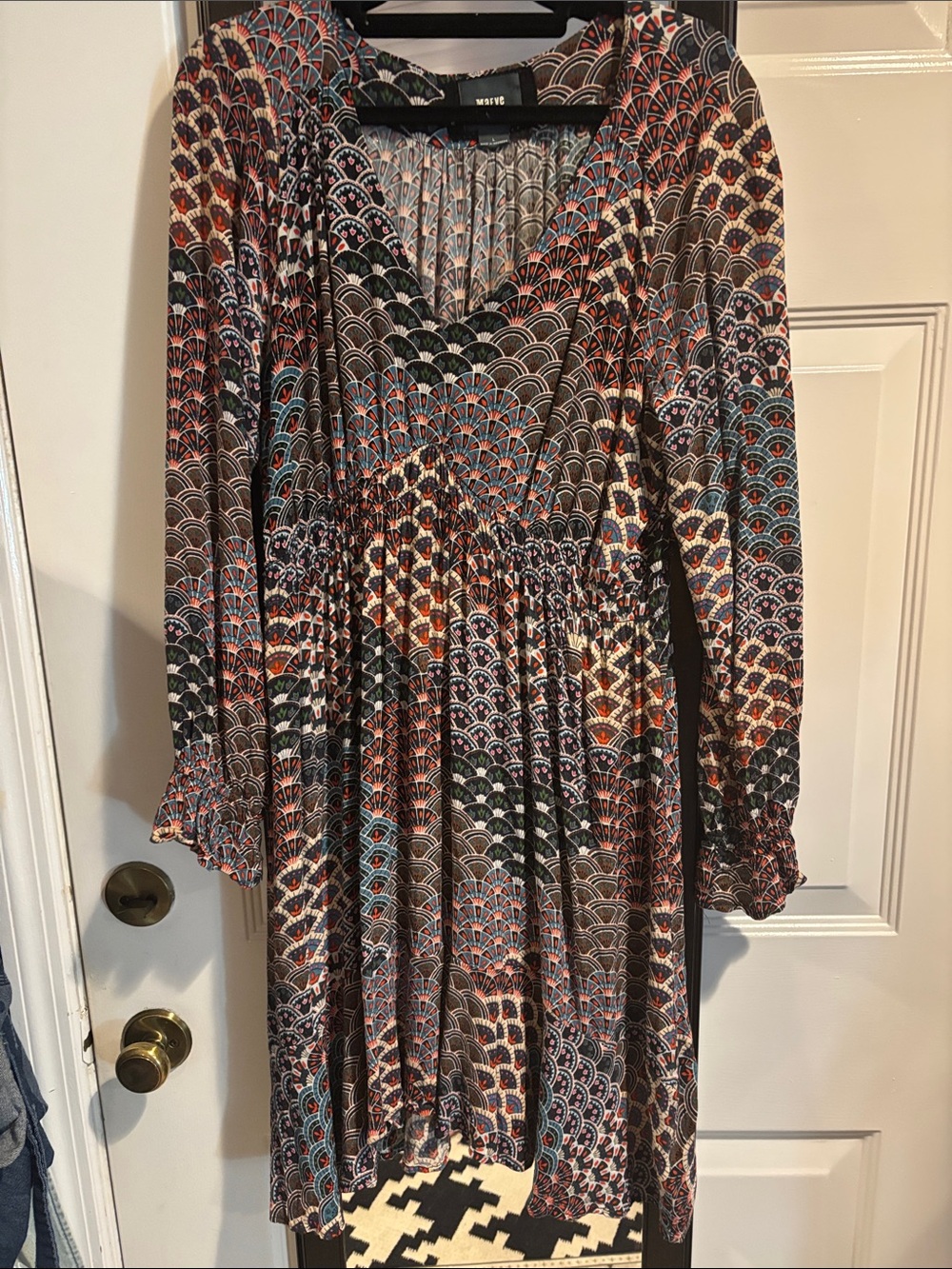 Maeve Long Sleeve Dress with Multicolor Pattern